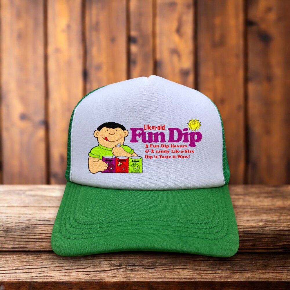 Fun Dip Unisex Trucker Hat Green Retro Throwback Vintage Candy Logo Ball Cap